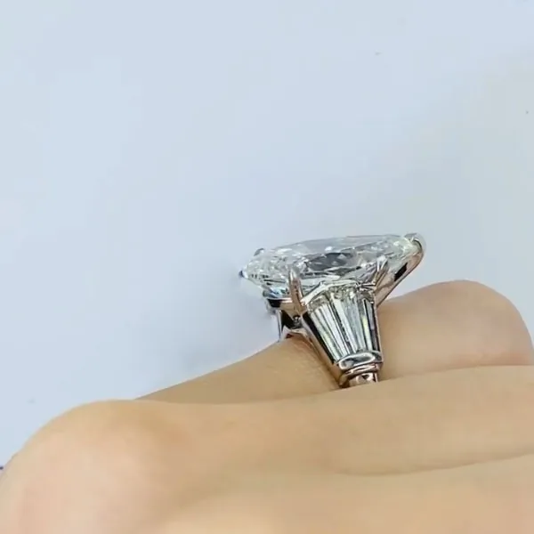 Handmade 5 CT Pear Cut Sterling Silver Engagement Ring