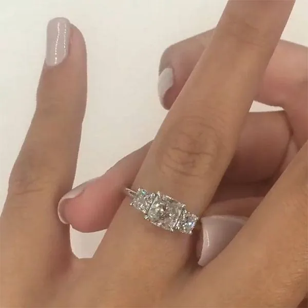 Handmade 2.5 CT Cushion Cut Diamond Wedding Ring