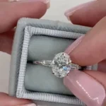 Handmade 3 CT Oval Cut Sterling Silver Engagement Ring