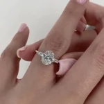 Handmade 3 CT Oval Cut Sterling Silver Engagement Ring