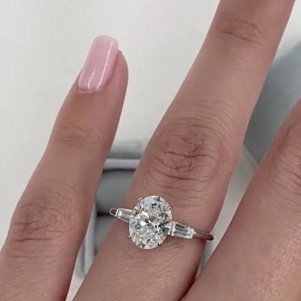Handmade 3 CT Oval Cut Sterling Silver Engagement Ring