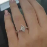 Handmade 3 CT Marquise Cut Sterling Silver Engagement Ring