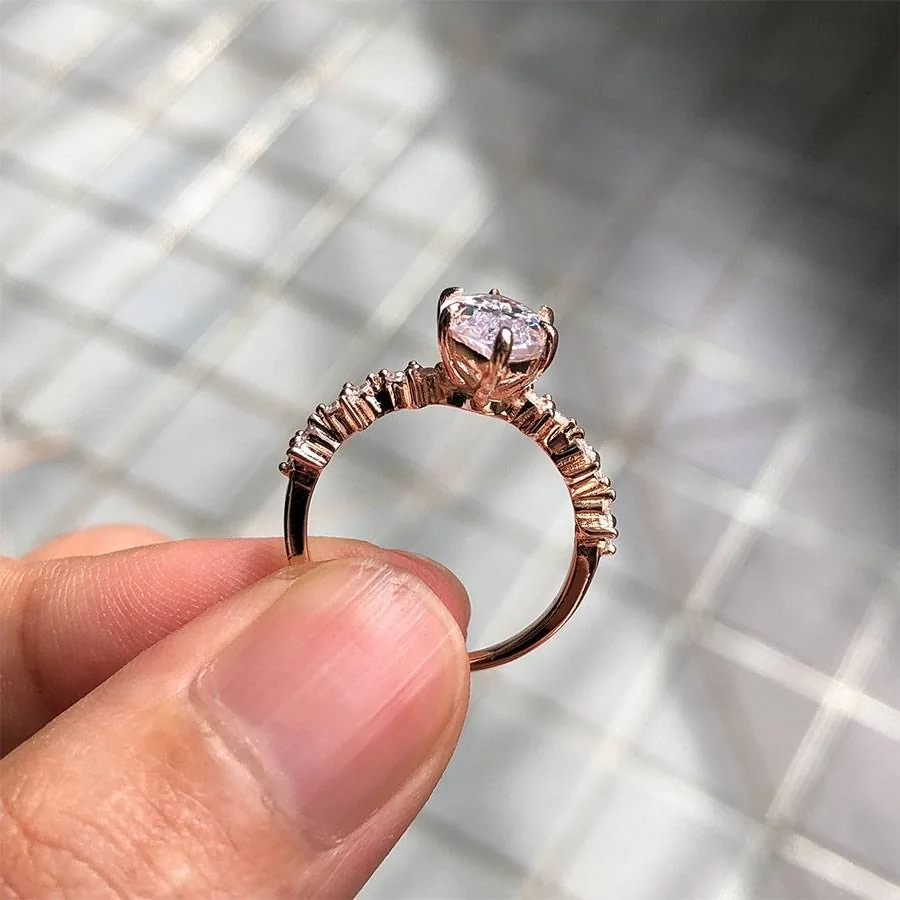 Handmade 3 CT Marquise Cut Sterling Silver Engagement Ring