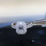 Handmade 1.25 CT Emerald Cut Double Halo Sterling Silver Engagement Ring