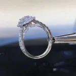 Handmade 1.25 CT Emerald Cut Double Halo Sterling Silver Engagement Ring