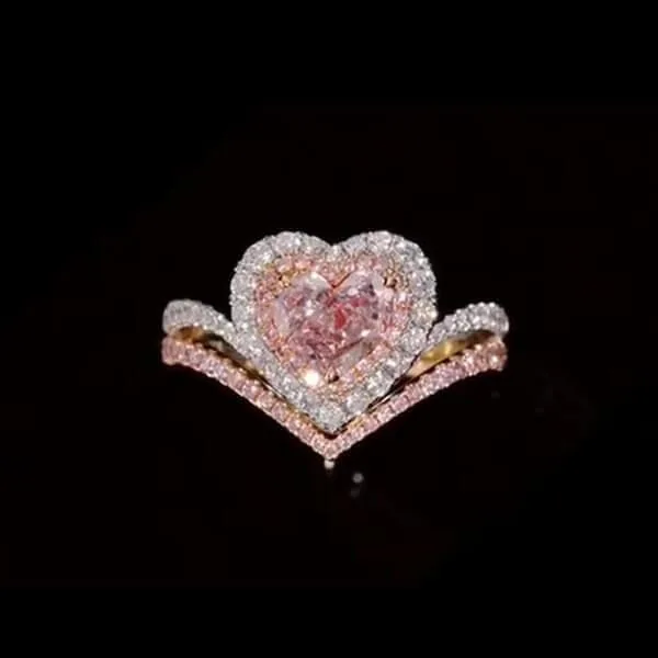 Handmade 1.5 CT Heart Cut Pink Diamond Engagement Ring