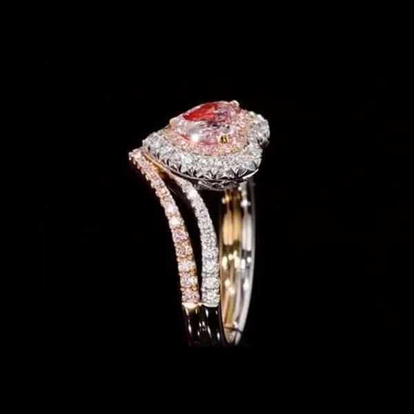 Handmade 1.5 CT Heart Cut Pink Diamond Engagement Ring