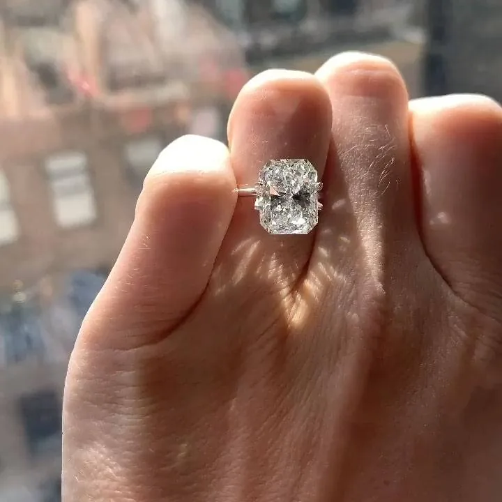 Handmade 5CT Radiant Cut Sterling Silver Enagement Ring