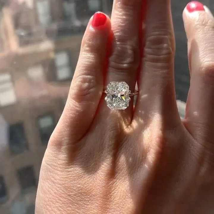 Handmade 5CT Radiant Cut Sterling Silver Enagement Ring