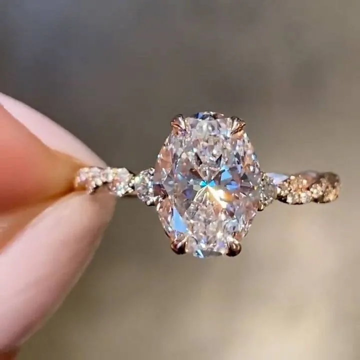Handmade 2.38CT Twisted Oval Cut Engagement Ring