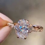 Handmade 2.38CT Twisted Oval Cut Engagement Ring