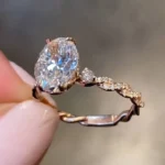 Handmade 2.38CT Twisted Oval Cut Engagement Ring