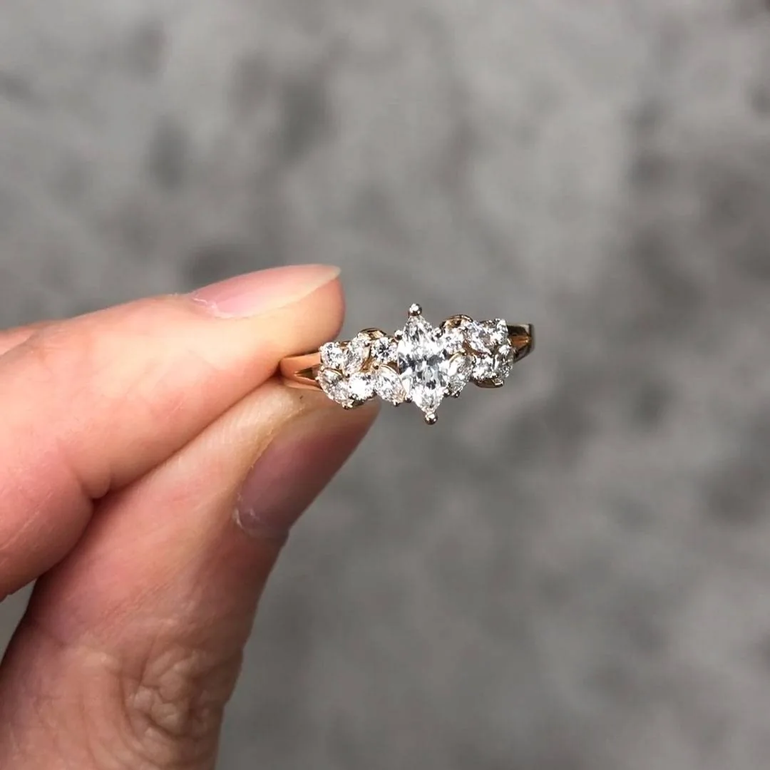 Handmade 0.5CT Marquise Cut Engagement Ring