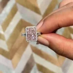 Handmade 3.5CT Radiant Cut Fancy Pink Engagement Ring