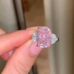 Handmade 3CT Radiant Cut Pink Engagement Ring in Sterling Silver