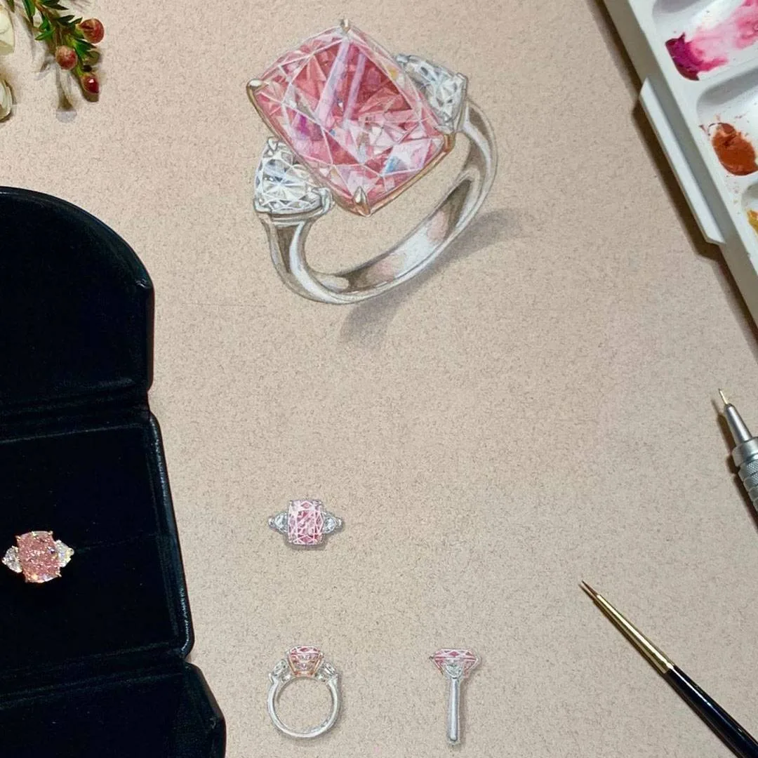Handmade 3CT Radiant Cut Pink Engagement Ring in Sterling Silver