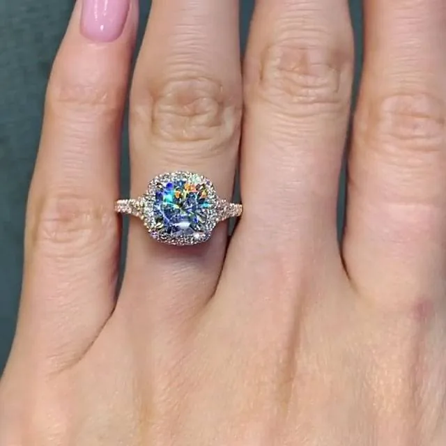 Handmade 2.5CT Cushion Cut Engagement Ring