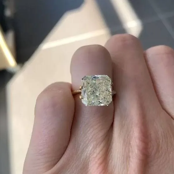 Handmade 3CT Yellow Radiant Cut Engagement Ring