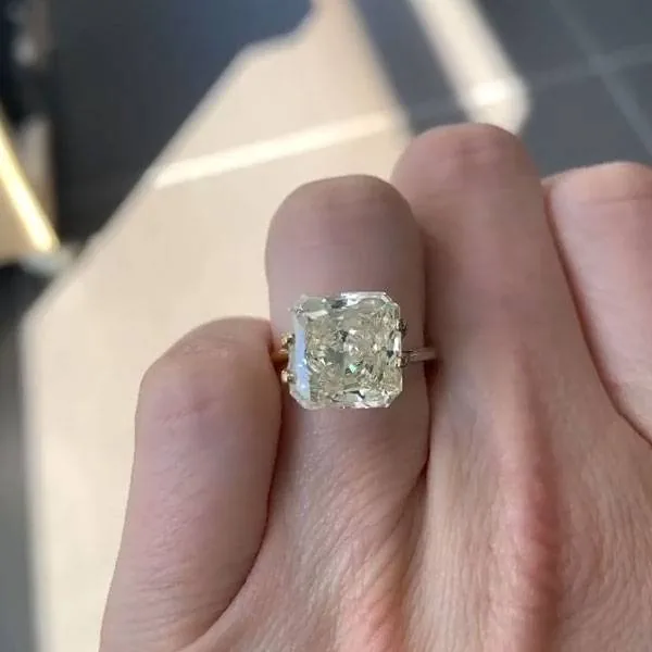 Handmade 3CT Yellow Radiant Cut Engagement Ring