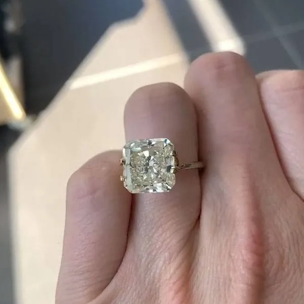 Handmade 3CT Yellow Radiant Cut Engagement Ring