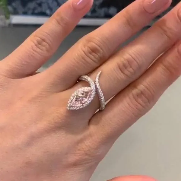 Handmade 1.5 CT Fancy Pink Marquise Cut Enagement Ring