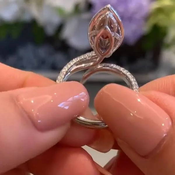 Handmade 1.5 CT Fancy Pink Marquise Cut Enagement Ring