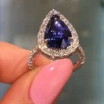 Handmade 2 CT Blue Sapphire Pear Cut Enagement Ring