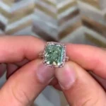Handmade 2 CT Green Radiant Cut Enagement Ring