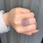 Handmade 4 CT Fancy Pink Cushion Cut Enagement Ring