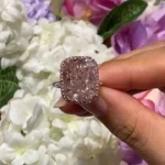 Handmade 4 CT Fancy Pink Cushion Cut Enagement Ring