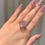 Handmade 4 CT Fancy Pink Cushion Cut Enagement Ring