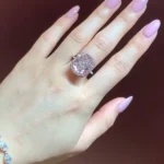 Handmade 4 CT Fancy Pink Cushion Cut Enagement Ring