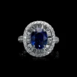 Handmade 3 CT Oval Cut Blue Sapphires Enagement Ring