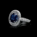 Handmade 3 CT Oval Cut Blue Sapphires Enagement Ring
