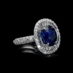 Handmade 3 CT Oval Cut Blue Sapphires Enagement Ring