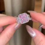 Handmade 5 CT Fancy Pink Radiant Cut Enagement Ring