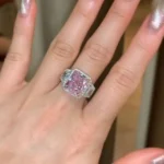 Handmade 5 CT Fancy Pink Radiant Cut Enagement Ring