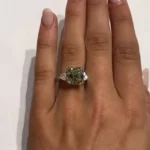 Handmade 5 CT Asscher Cut Enagement Ring with Two Trapezoid Side Stones