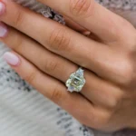 Handmade 5 CT Asscher Cut Enagement Ring with Two Trapezoid Side Stones