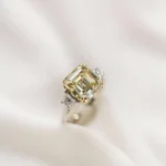 Handmade 5 CT Asscher Cut Enagement Ring with Two Trapezoid Side Stones