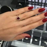 Handmade 1.8 CT Oval Cut Ruby Halo Enagement Ring