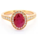 Handmade 1.8 CT Oval Cut Ruby Halo Enagement Ring