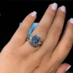 Handmade 3.0 CT Radiant Cut Fancy Blue Enagement Ring