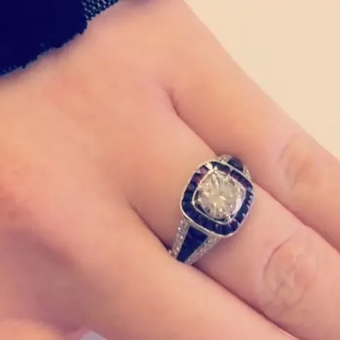 Handmade 1.5CT Sterling Silver Engagement Ring with a Ruby Calibre Halo