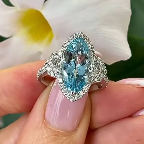 Handmade 5CT Marquise Cut Beautiful Blue Diamond Engagement Ring