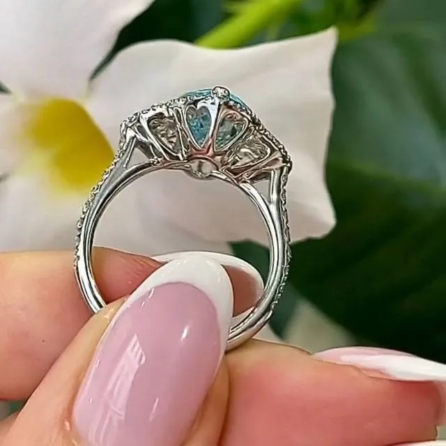 Handmade 5CT Marquise Cut Beautiful Blue Diamond Engagement Ring