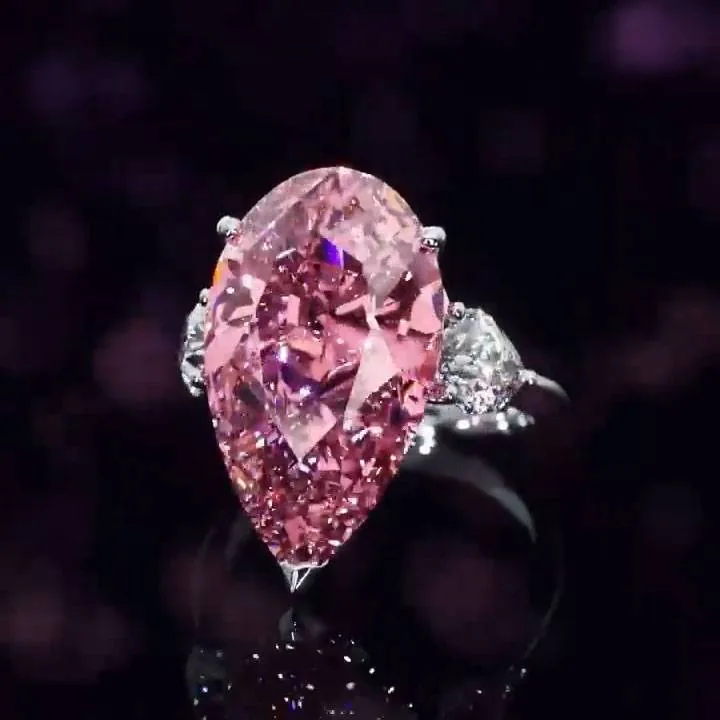Handmade 5CT Pear Cut Pink Sapphire Engagement Ring