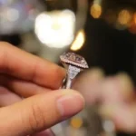 Handamde 4CT Radiant Cut Halo Pink Engagement Ring