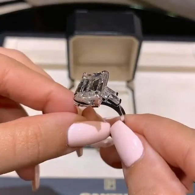 Handmade 5 CT Emerald Cut Engagement Ring