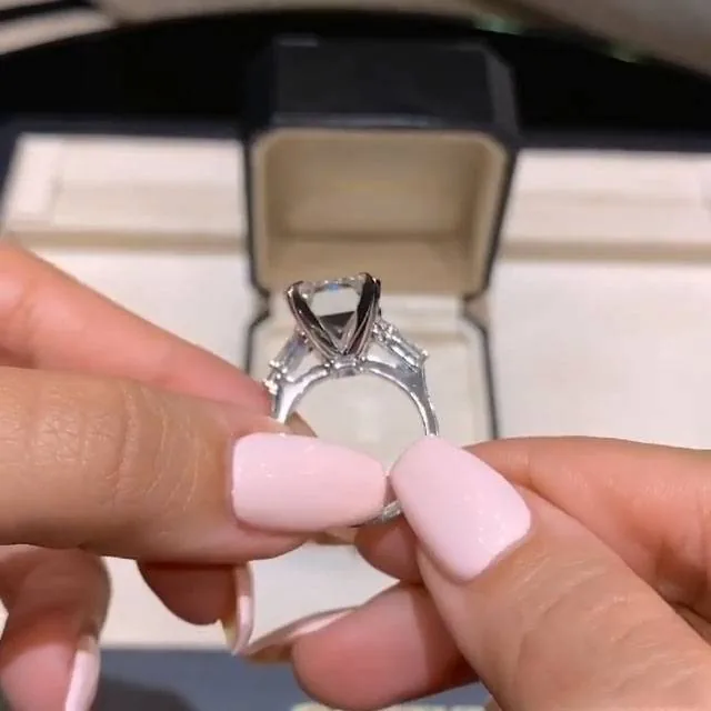 Handmade 5 CT Emerald Cut Engagement Ring